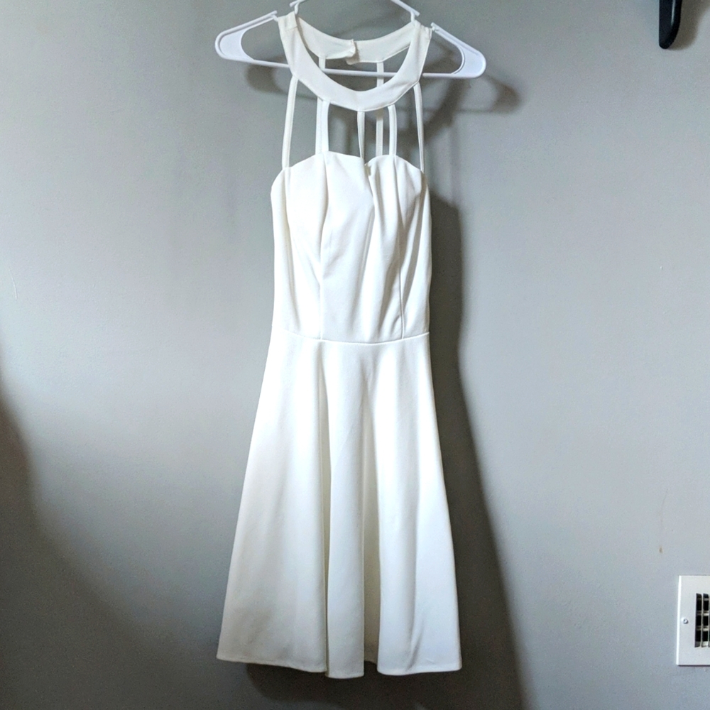 Boohoo Faye Caged Neck Skater Dress